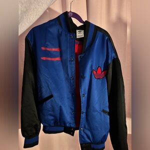 Adidas Black and Blue Jacket with Red Accents